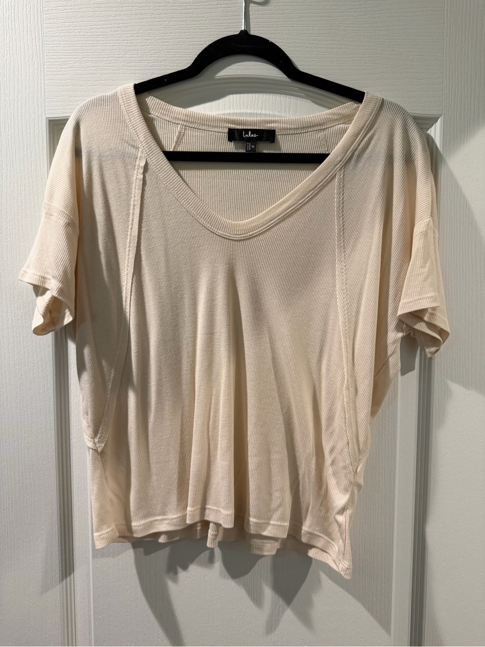 Lulu's Soft Cream V-Neck Short Sleeve Tee